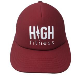 HIGH fitness Trucker Hat Red White One Size Mesh Snapback Adjustable Workout